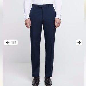 River‎ Island Navy regular fit 40R  / 31” flat front men’s dress suit trousers